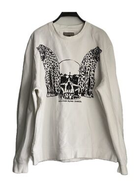 ALL SAINTS Cheetahs Never Prosper Crewneck Sweatshirt with 2 Cheetahs & a Skull